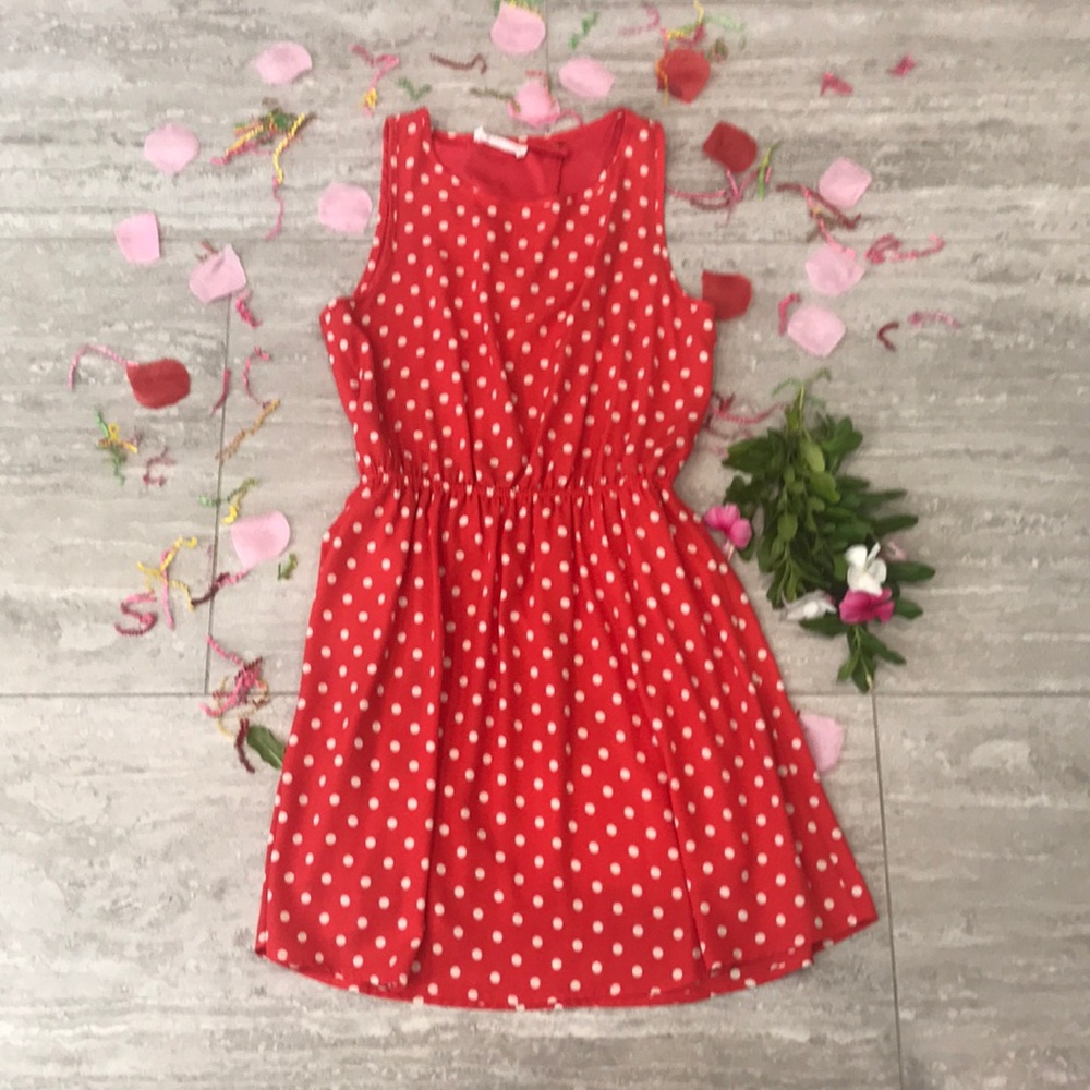 Red Polka Dot Open Back Dress 10.00 special